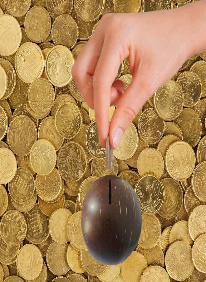 NAMAKA Coconut Shell Piggy Bank | Eco-Friendly Handmade Coin Bank with Glossy Finish | Openable Back Lid | Ideal Gift for Kids, Adults & Loved Ones | Unique Money Saver for Coins & Cash - Image 3